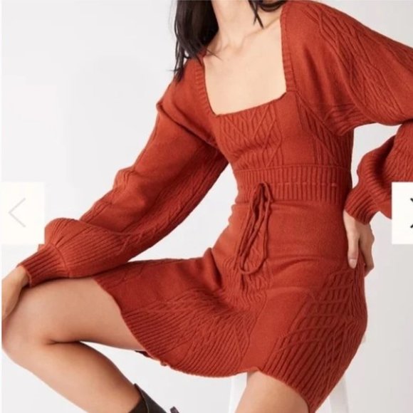 NWOT Free People Emmaline Open Back Mini Sweater Dress - Picture 4 of 13